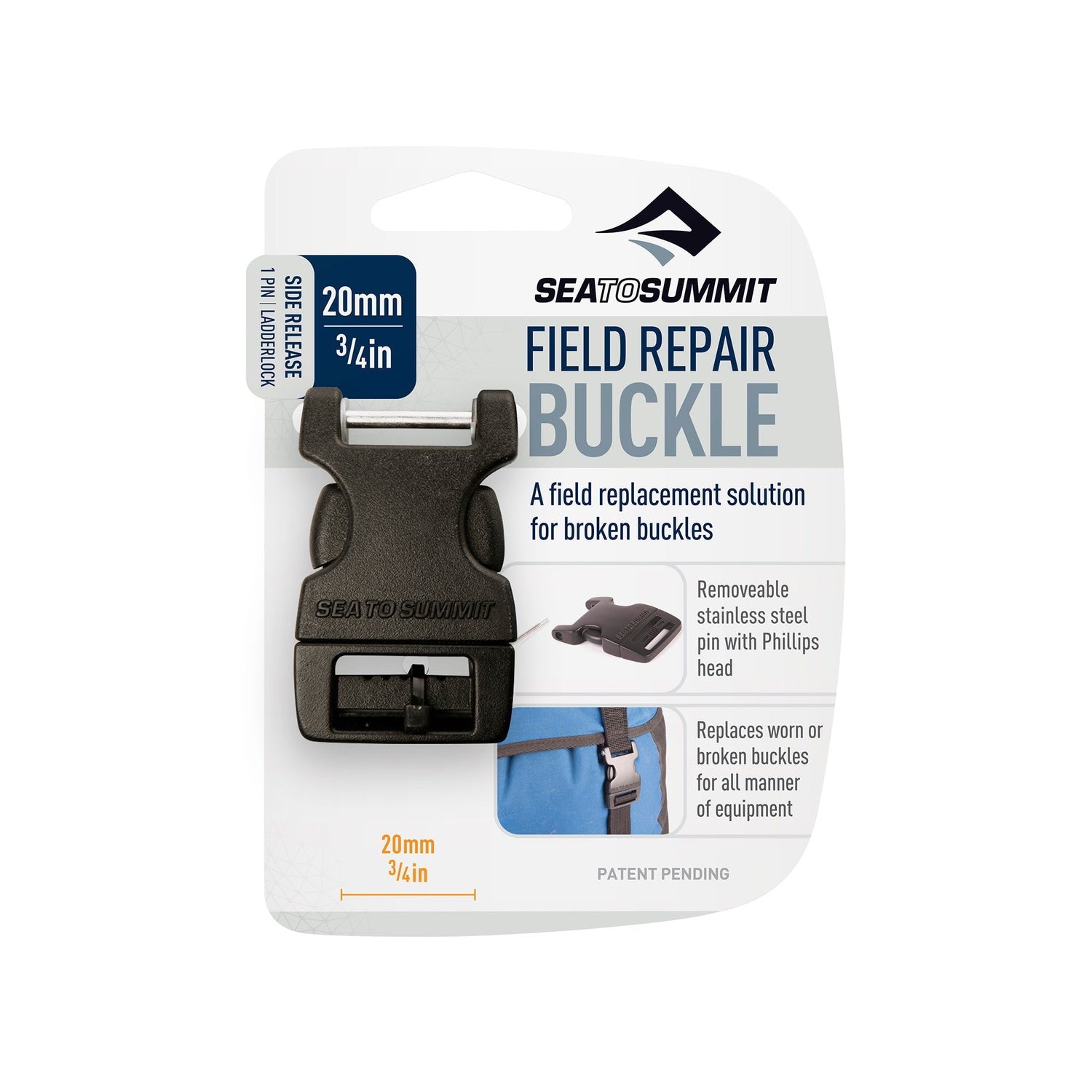 20mm || Side Release Field Repair Buckle with Removable Pin