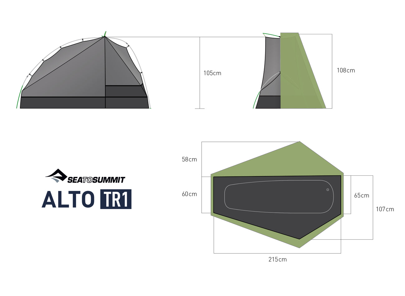 Alto TR1 1 Person Semi Freestanding Ultralight Tent for